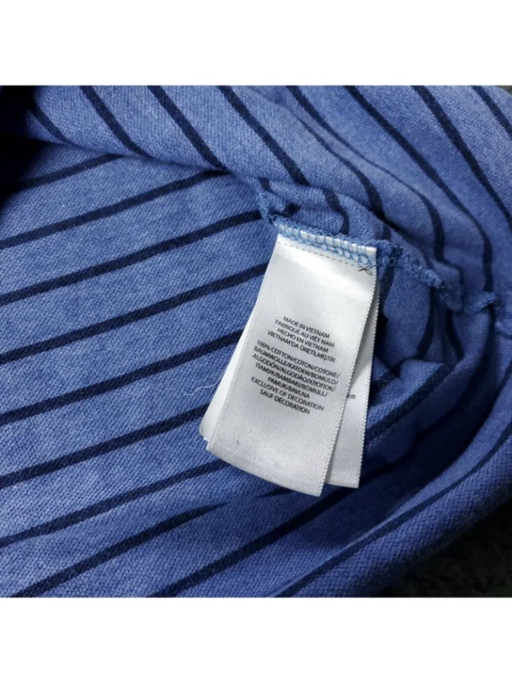 Polo Ralph Lauren Shirt Mens L Large Blue Striped Cotton Short Sleeve Casual